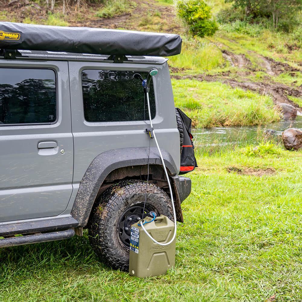 CAOS USB Rechargeable Camp Shower (Sealed Switch) + FREE Spare Battery Pack