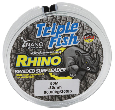 TripleFish rhino braid leader 50m .80mm 200lb green