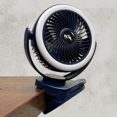 KickAss Portable 5V Clip Fan with White LED Light