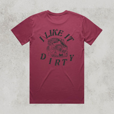 I Like It Dirty Staple Tee by No Lanes – Regular Fit 100% Cotton T-Shirt for Off-Road, 4WD & Outdoor Enthusiasts