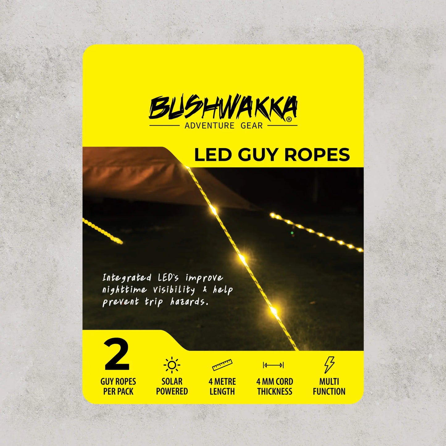 Bushwakka LED Guy Rope – Solar Powered (Pair)